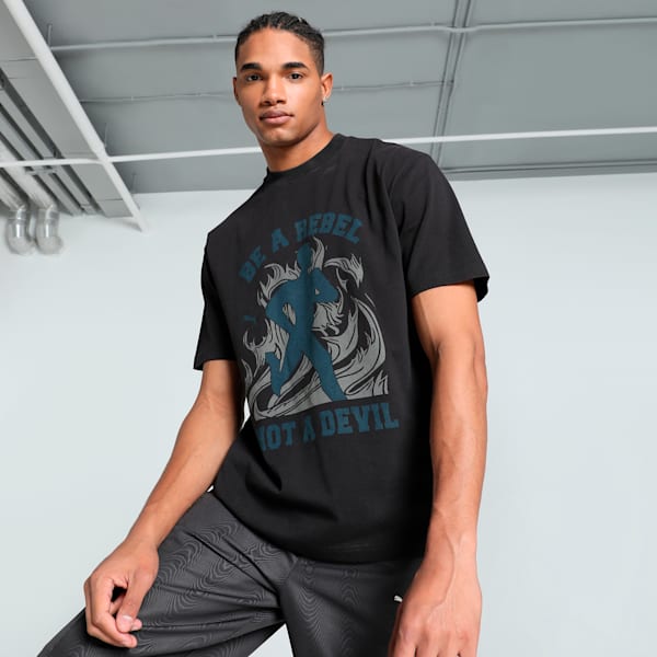 GRAPHICS "Rebel" Men's Relaxed Fit Tee, PUMA Black, extralarge-IND
